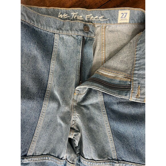 We the Free In My Element Kaleidoscope Patched High Rise Raw Hem Flare Jeans NEW - Picture 7 of 10